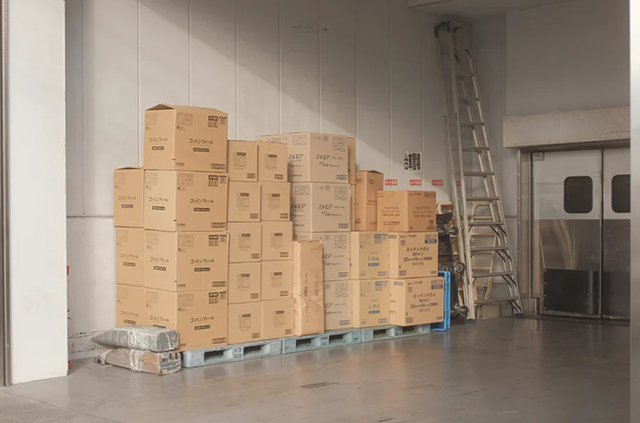 Stacked boxes on pallets